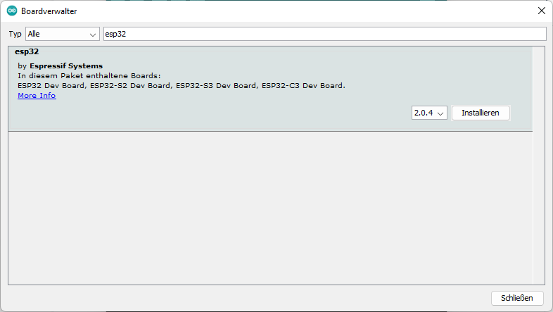 Arduino IDE - esp32 by espressif Systems Bibliothek / Add-on einbinden